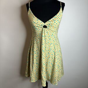 Y2K Urban Outfitters  Green Yellow Floral Babydoll Dress Womens Size S Fairycore